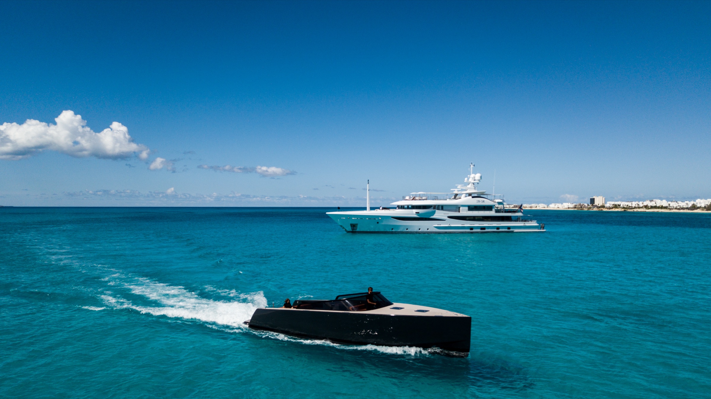 Yacht moored in a Mediterranean marina